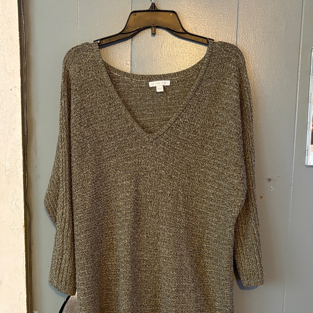 New York & Company Olive V-Neck Sweater
